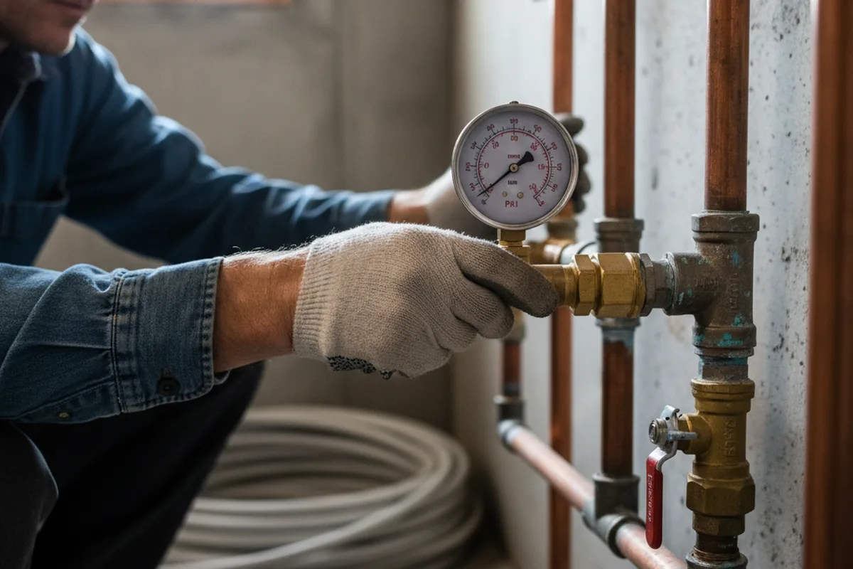 Pressure testing a repaired line during Water Line Repair in Phoenixville